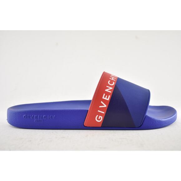 Givenchy Paris Blue Red White Logo Rubber Pool Slide Sandal Flip Flop Flat 44 11 main image 10